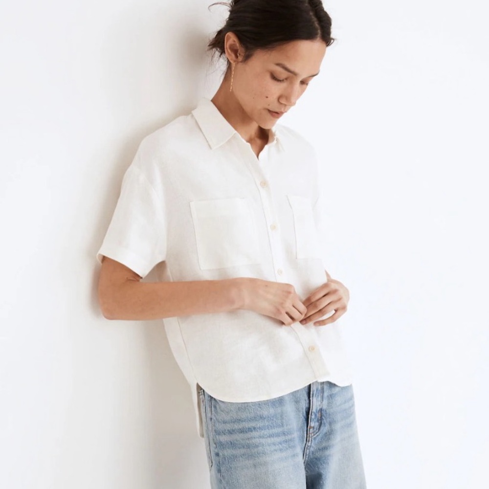 Madewell Blue Boyfriend Jeans with Distressed Details